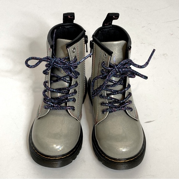 NEW DR. MARTENS Boots 1460 Sparkle Ray Metallic SILVER Lace Up High Top - Picture 11 of 11